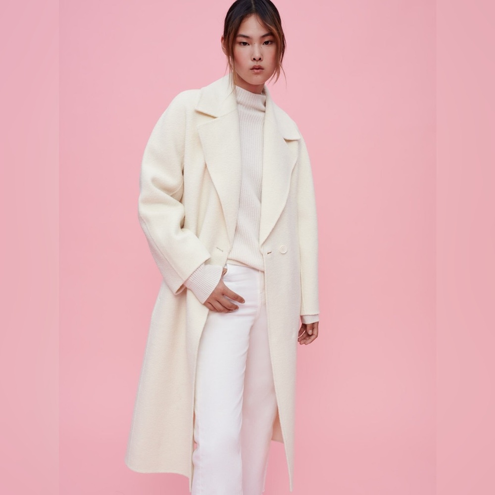 Maje Double Faced Coat in Ecru